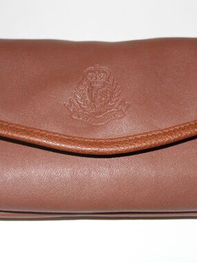 Vintage TAN SAC Brown Faux Leather Clutch Pocket Book Wallet Card Holder MCM